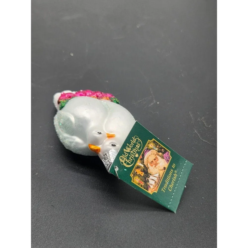 Old World Christmas Ornament Blown Glass Lovebirds Birds